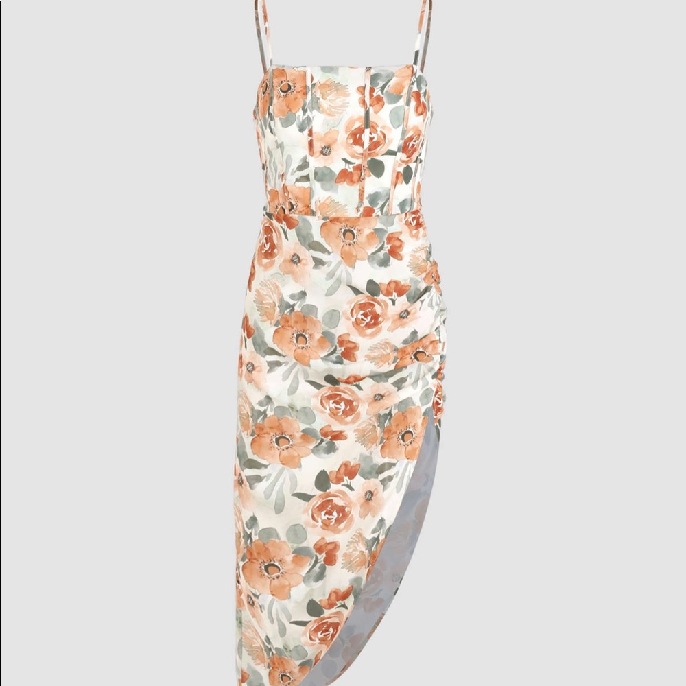 🌟 NEW ASYMMETRIC FLORAL MIDI DRESS